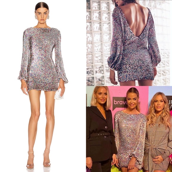 RETROFETE Dresses & Skirts - RETROFETE TARA CROCHET SEQUIN MINI DRESS